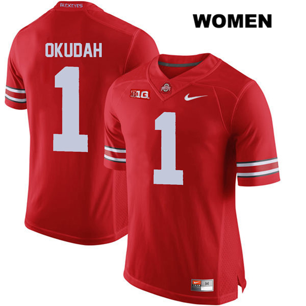 Ohio State Buckeyes Women's Jeffrey Okudah #1 Red Authentic Nike College NCAA Stitched Football Jersey SO19Q57JE